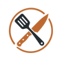 Crossed kitchen tools logo