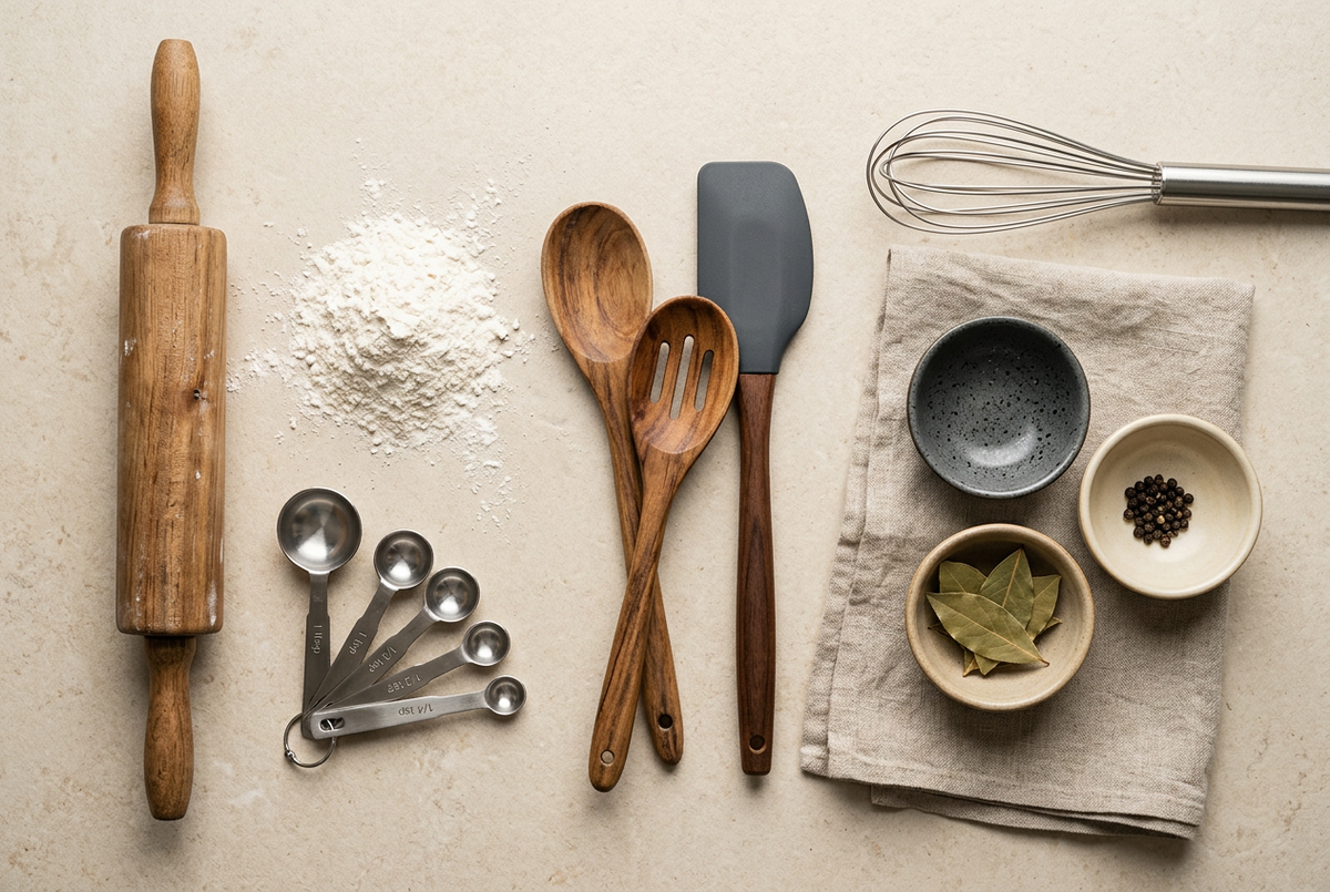 Culinary tools flat lay hero